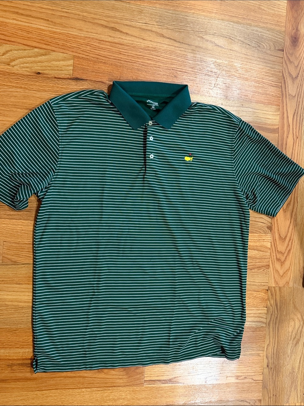 Masters Green Striped Polo with Dark Green Collar XXL